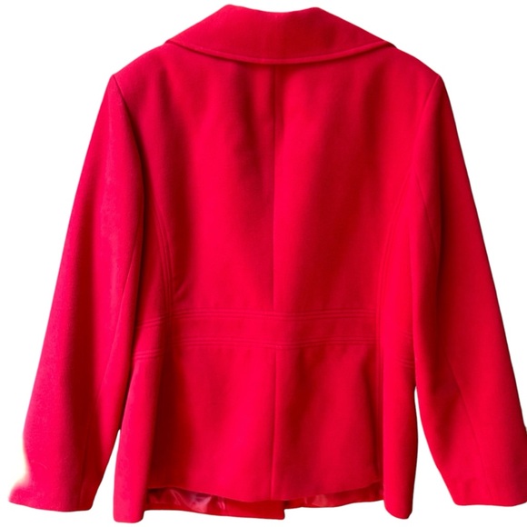 JM Collection Red Single Breasted Winter Pea Coat XLP - Picture 5 of 9
